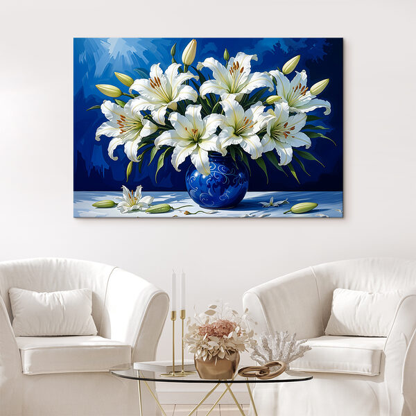 Quadri Fiori bianchi in un vaso blu