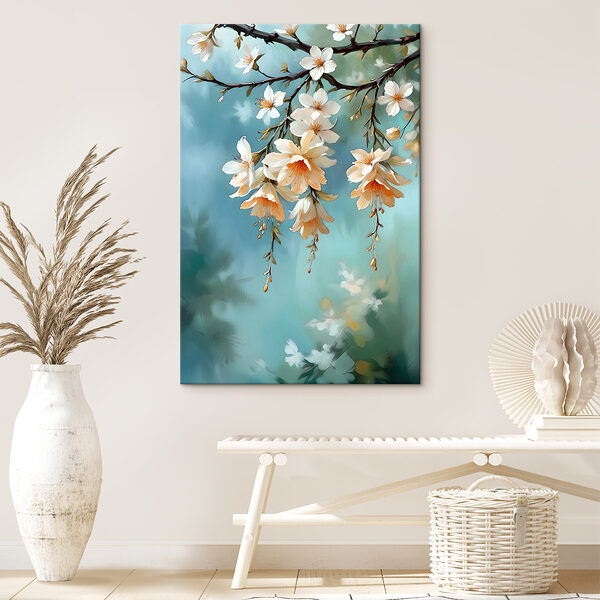 Quadri Un dipinto che raffigura dei fiori su un ramo