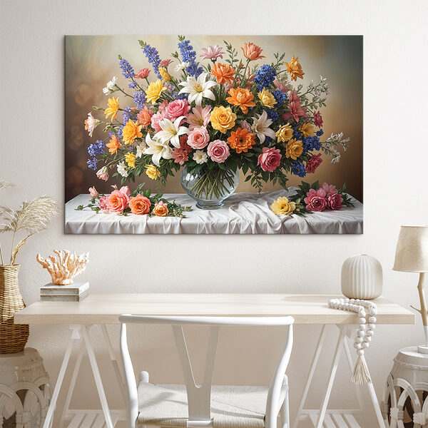 Quadri Un vaso di fiori su un tavolo
