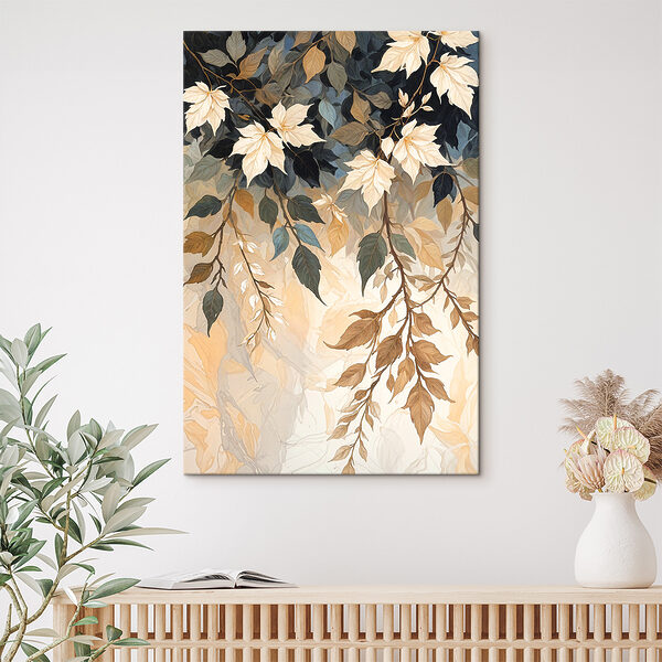 A painting of leaves on a branch A painting of leaves on a branch