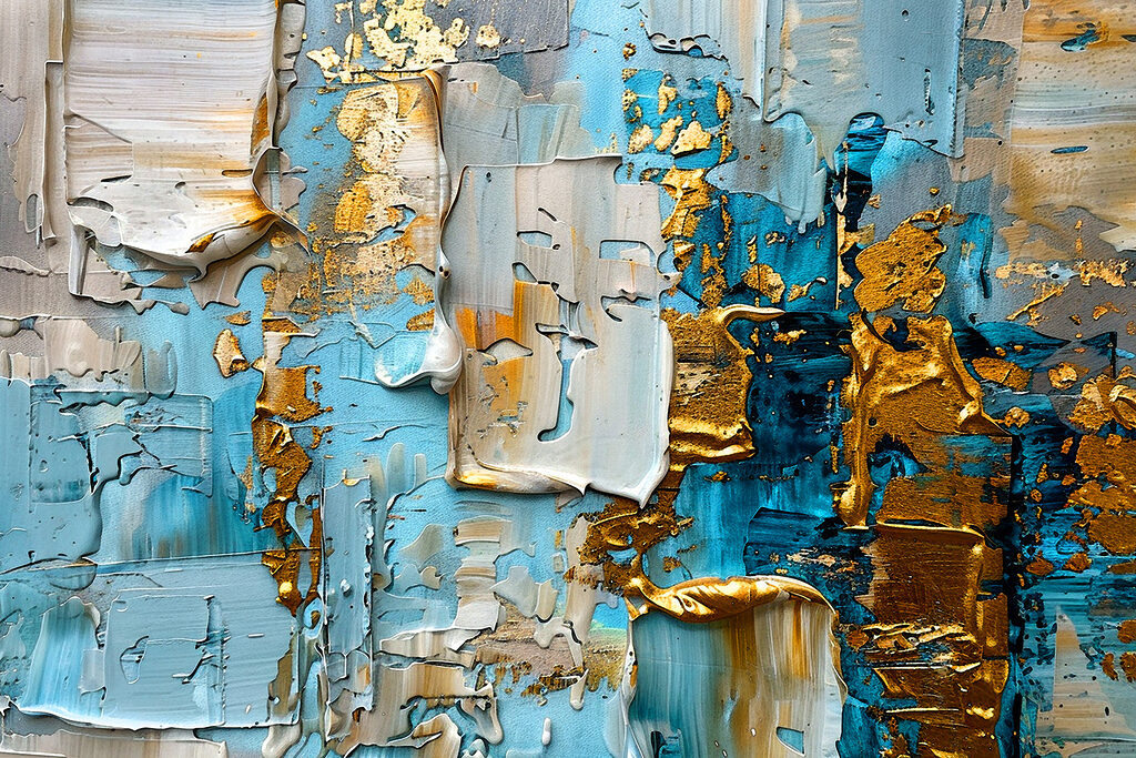 A close up of a painting
