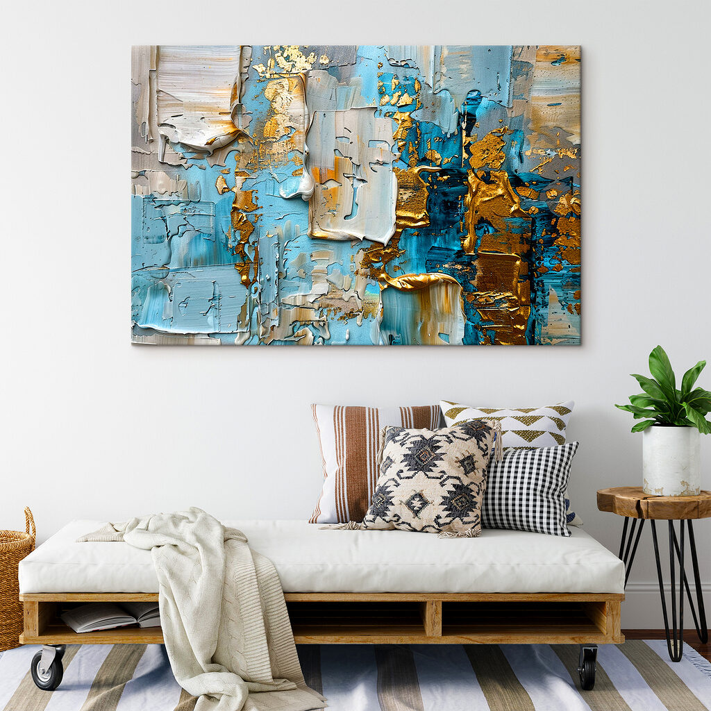 A close up of a painting