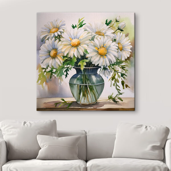 A watercolor of a vase of flowers A watercolor of a vase of flowers