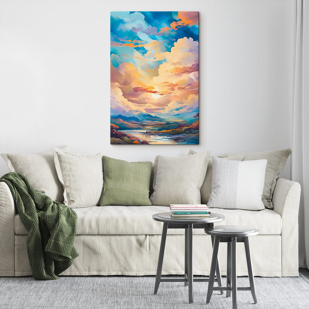 A colorful sky with clouds