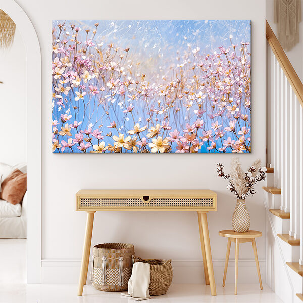 Quadri Un mazzo di fiori su una superficie trasparente