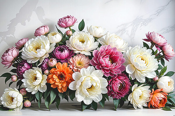 A group of flowers on a table