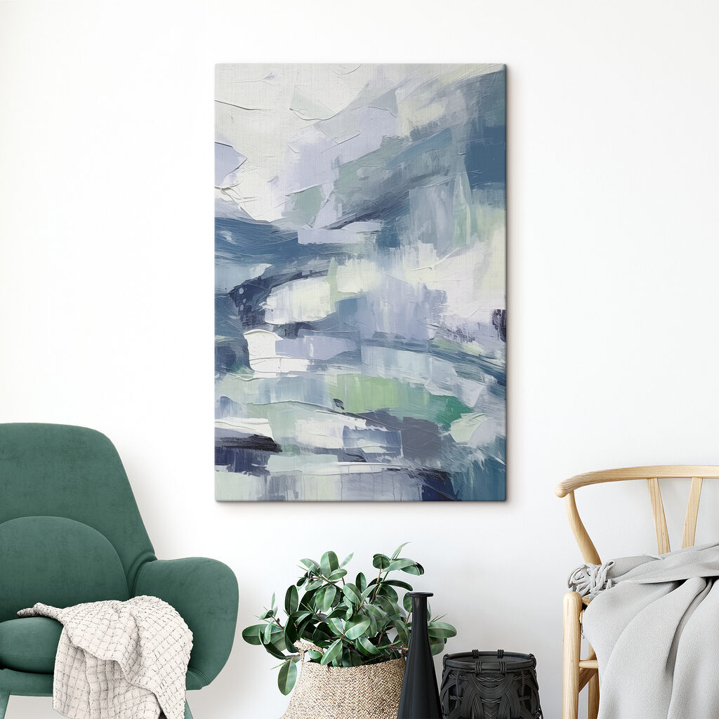 A close up of a painting