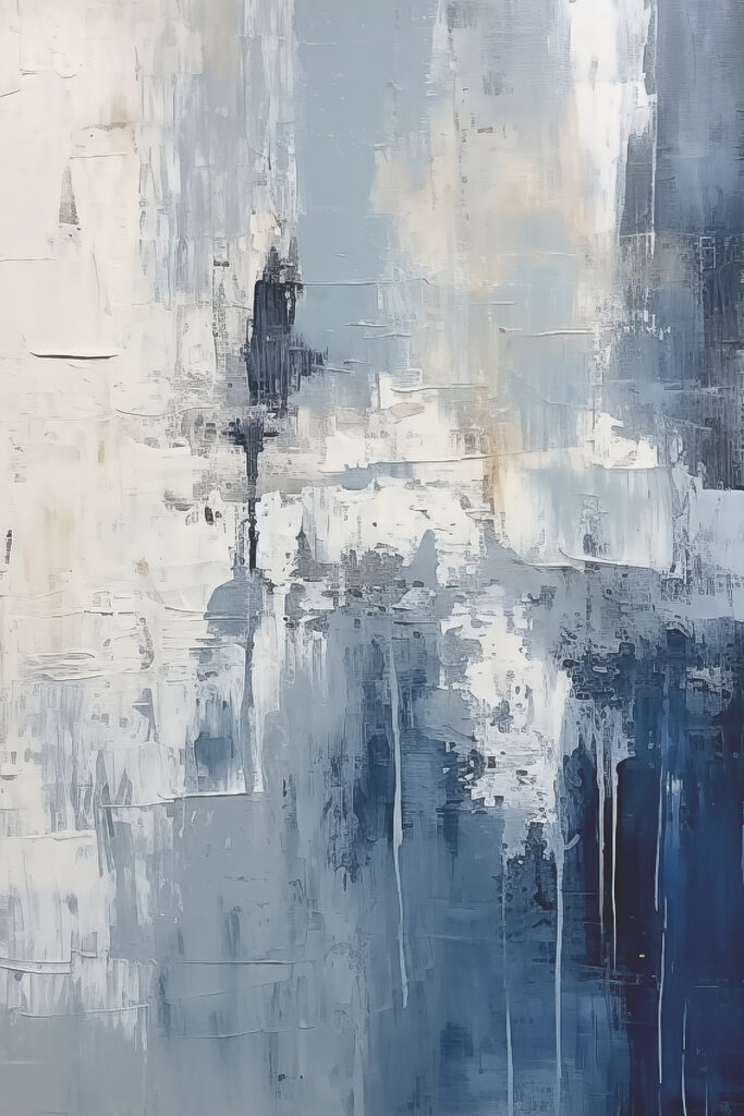 A painting of a blue and white wall A painting of a blue and white wall