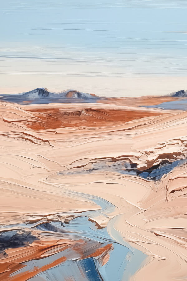 A desert landscape with mountains and blue sky A desert landscape with mountains and blue sky