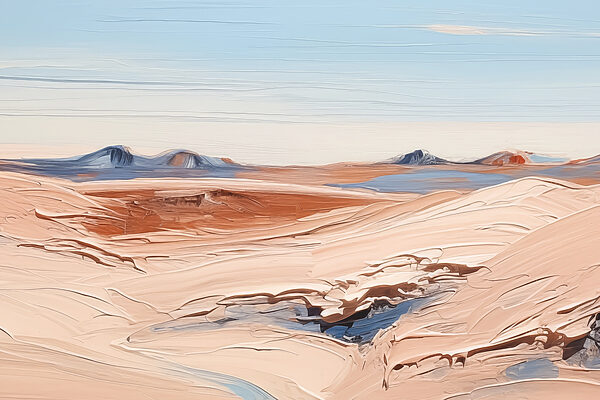 A desert landscape with mountains and blue sky A desert landscape with mountains and blue sky