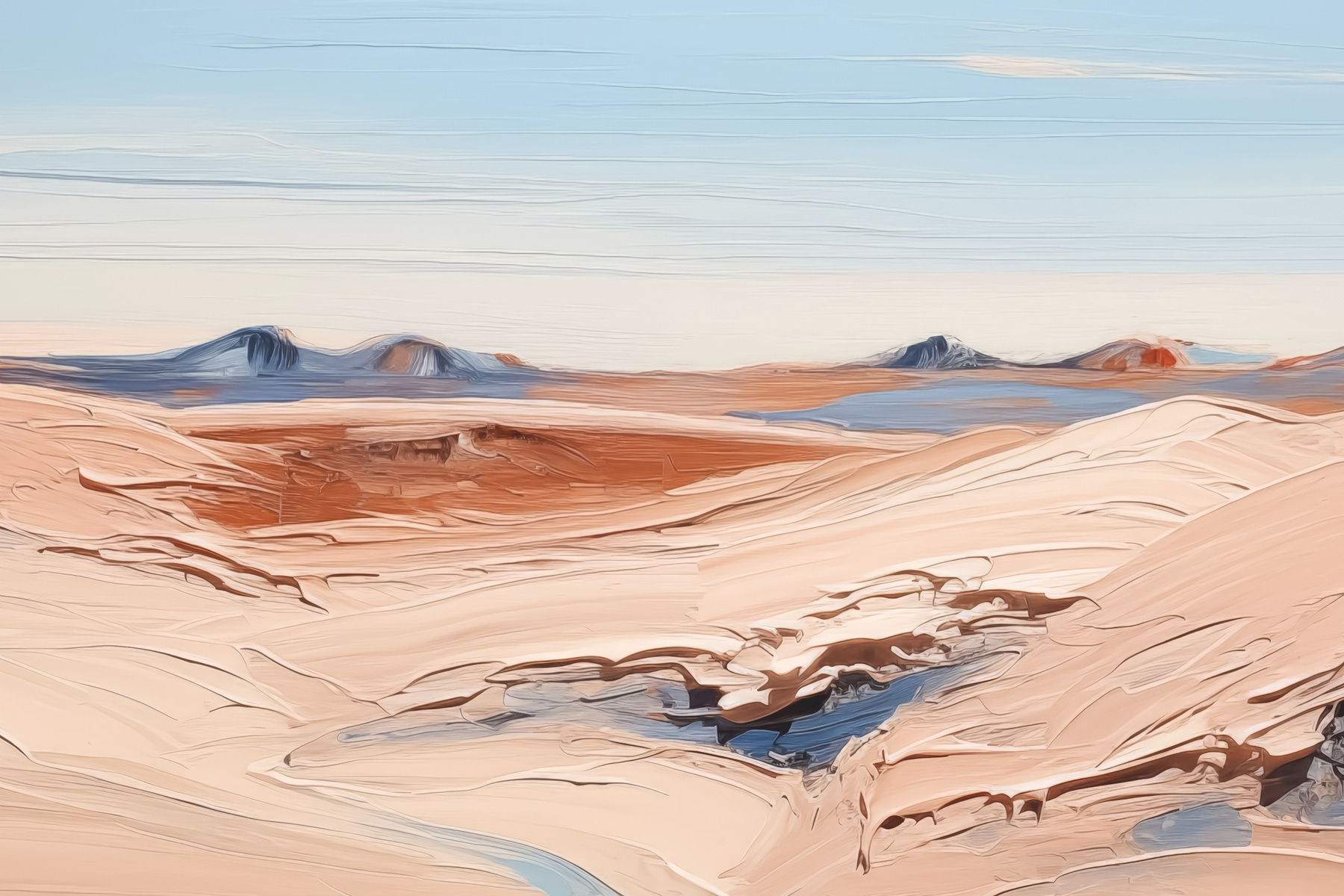 A desert landscape with mountains and blue sky A desert landscape with mountains and blue sky