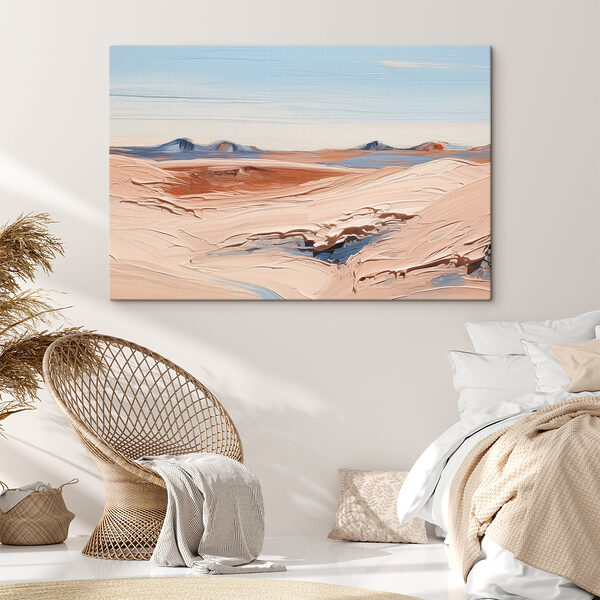 A desert landscape with mountains and blue sky A desert landscape with mountains and blue sky
