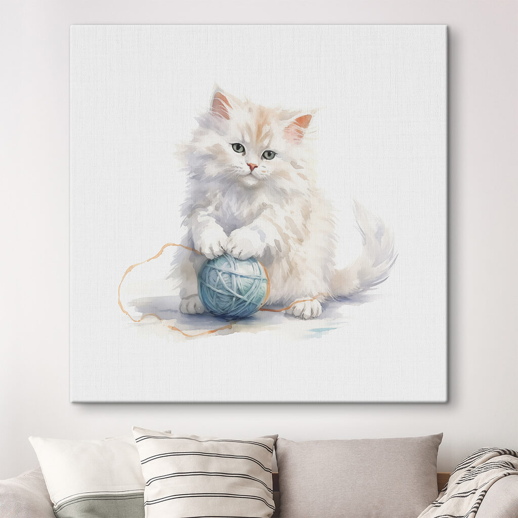 A cat playing with a ball of yarn A cat playing with a ball of yarn
