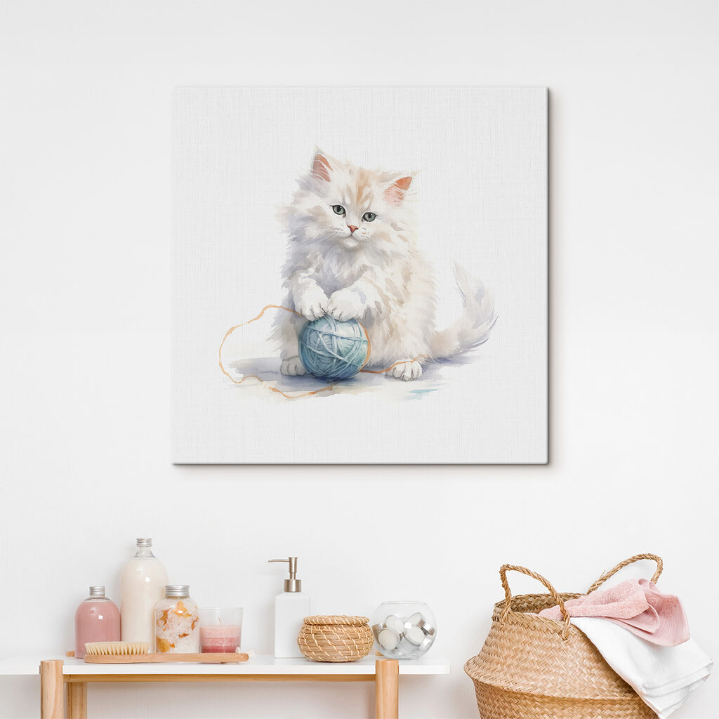 A cat playing with a ball of yarn A cat playing with a ball of yarn