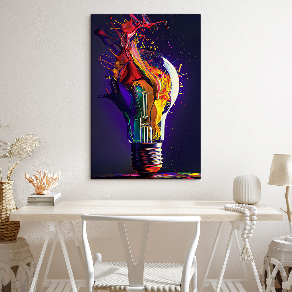 A light bulb with colorful paint splashing A light bulb with colorful paint splashing