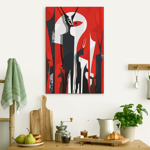 A painting of a woman in a red and white dress A painting of a woman in a red and white dress