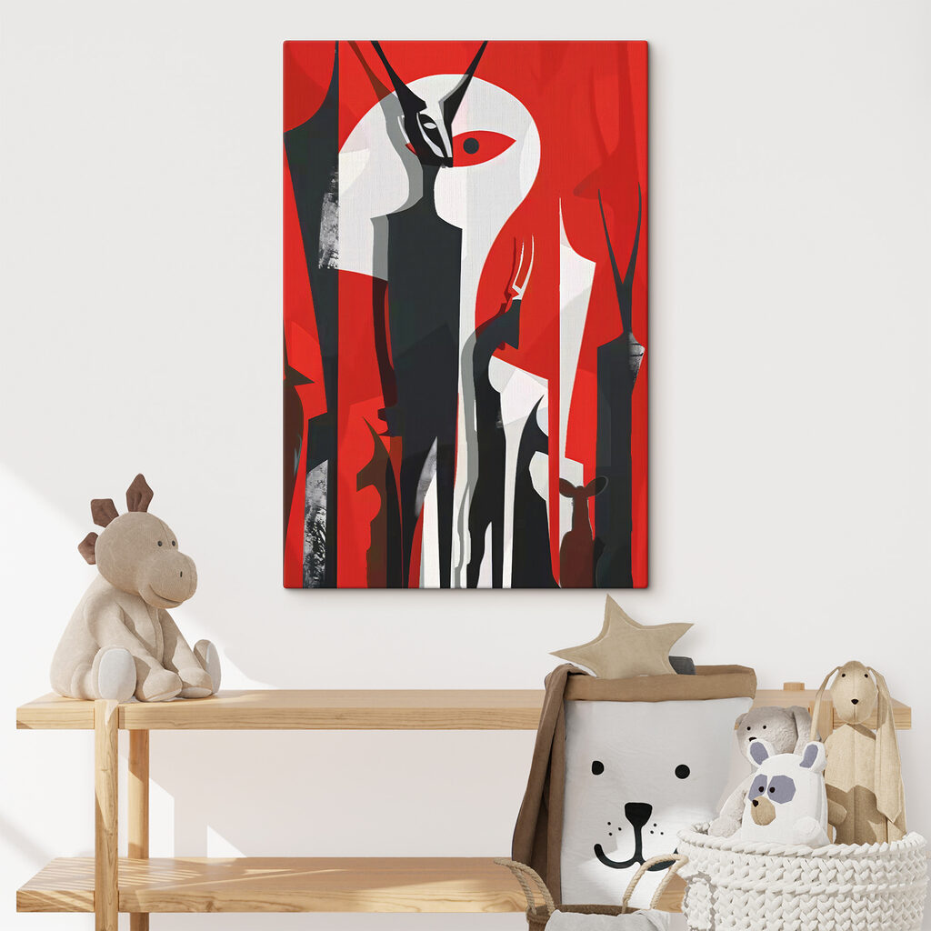 A painting of a woman in a red and white dress A painting of a woman in a red and white dress