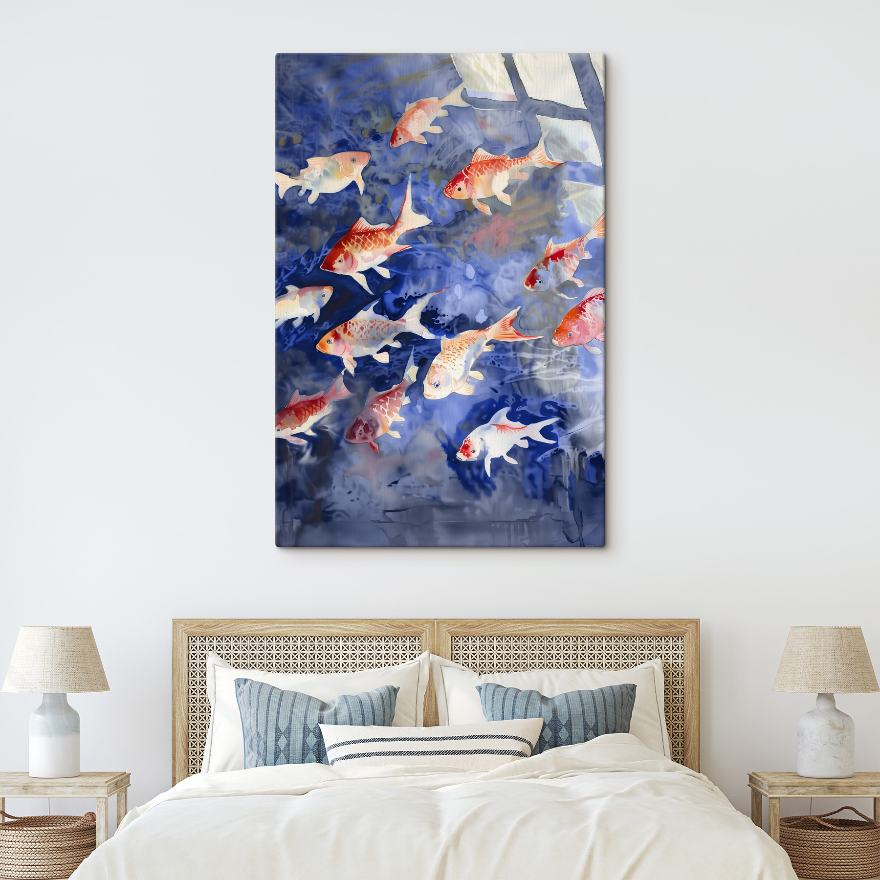 A group of fish swimming in water A group of fish swimming in water