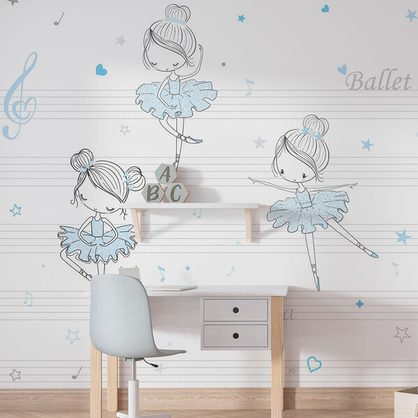 A group of ballet dancers on musical notes