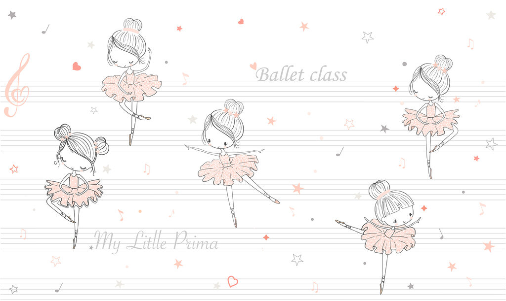 Un gruppo di ragazze dei cartoni animati che ballano su una nota musicale Un gruppo di ragazze dei cartoni animati che ballano su una nota musicale