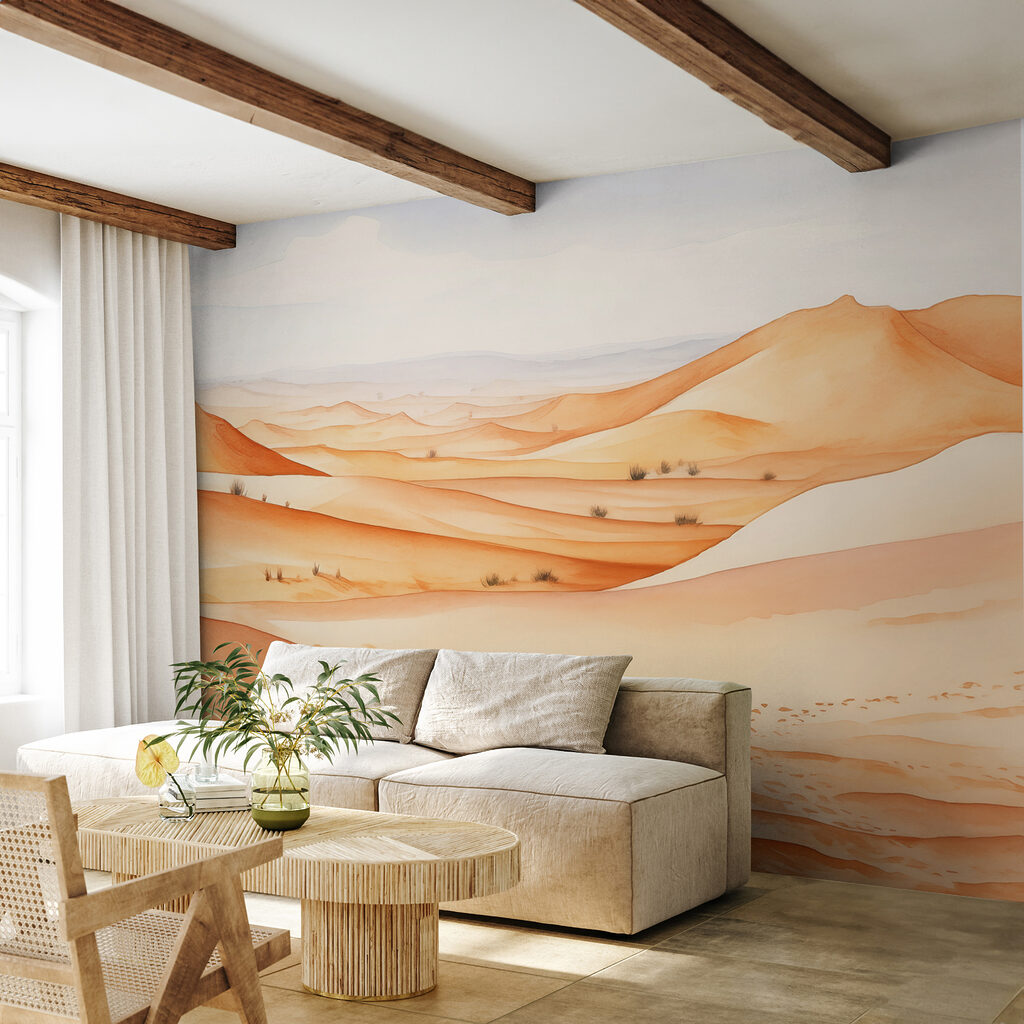 A desert landscape with sand dunes