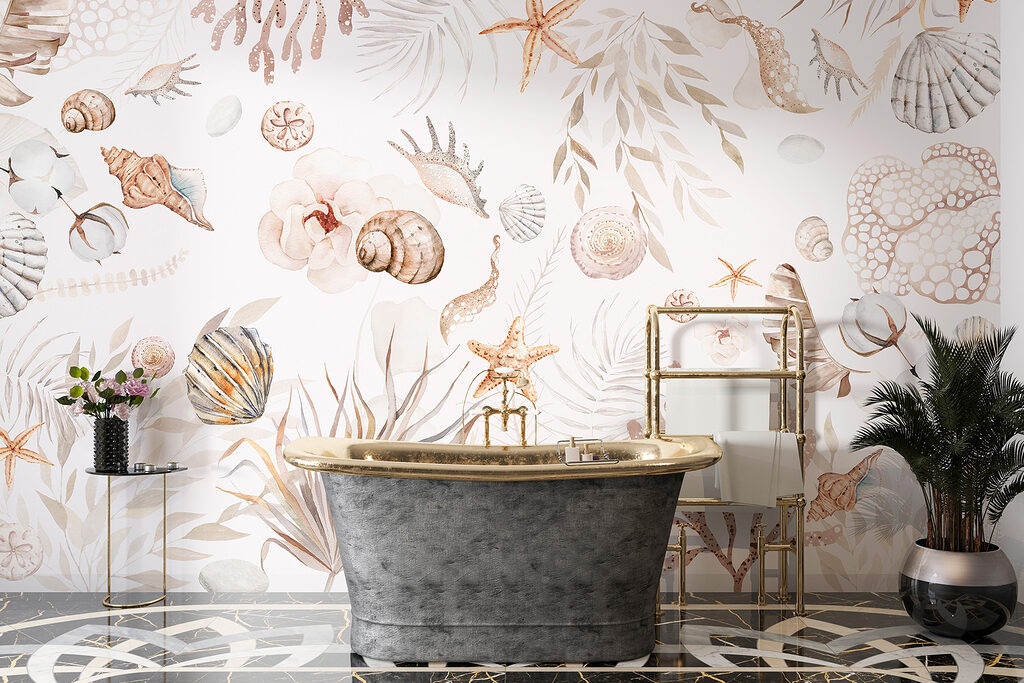 A watercolor sea life pattern