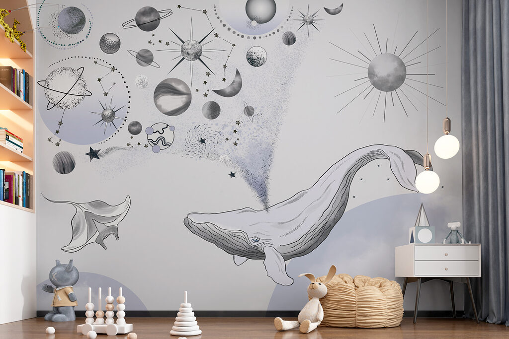 A whale and planets A whale and planets