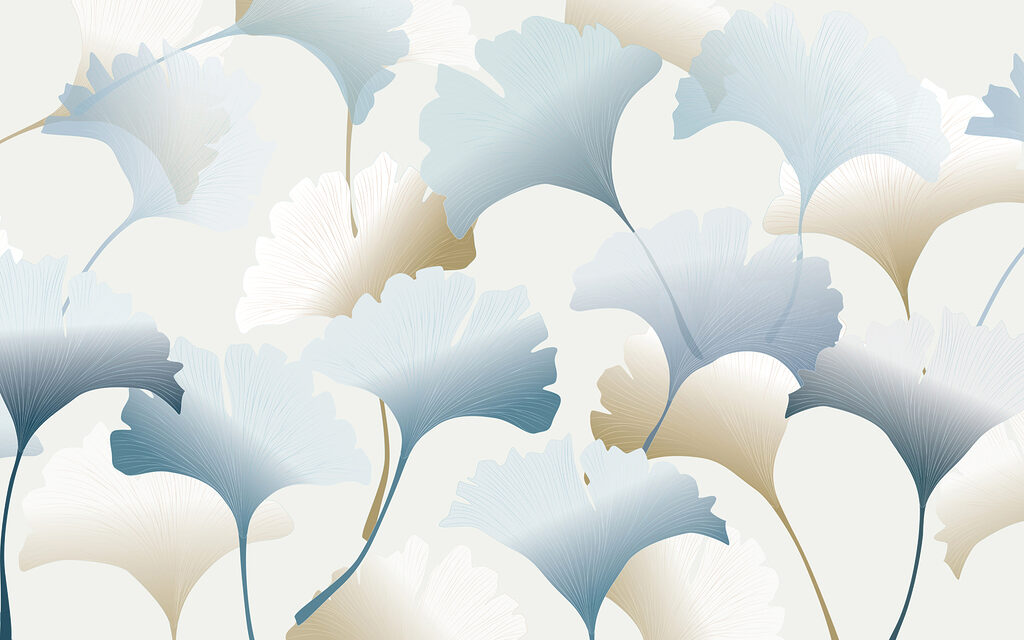 Un disegno di fiori blu e bianchi Un disegno di fiori blu e bianchi