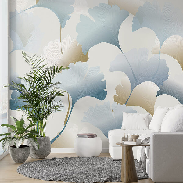 Un disegno di fiori blu e bianchi Un disegno di fiori blu e bianchi