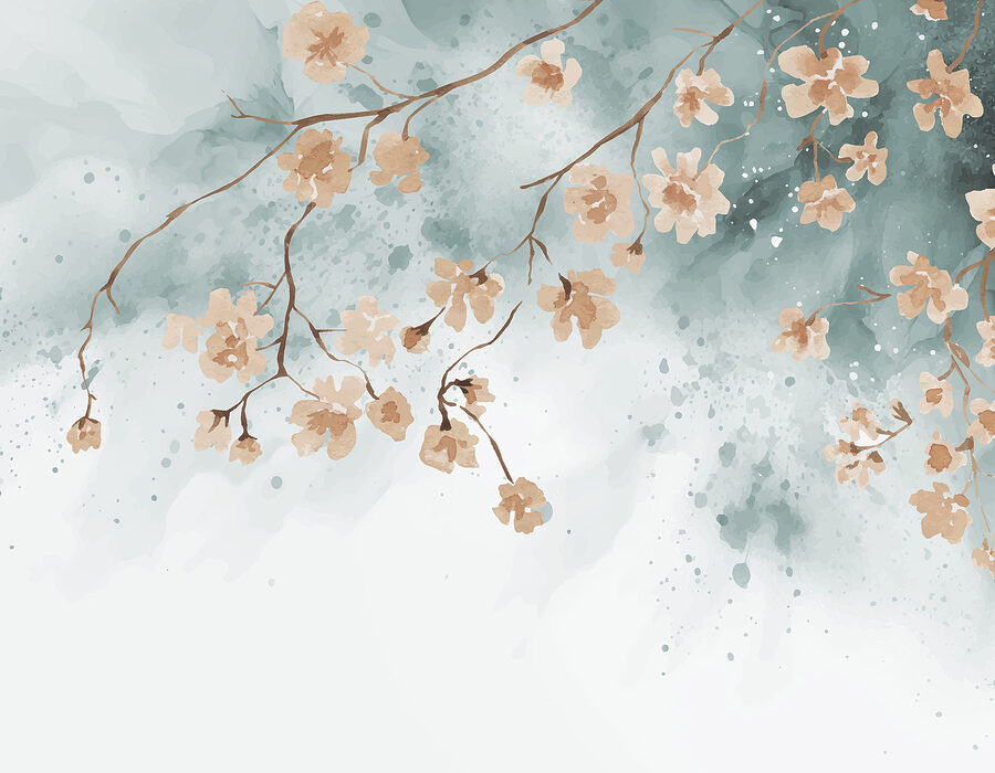 Un dipinto di fiori su un ramo