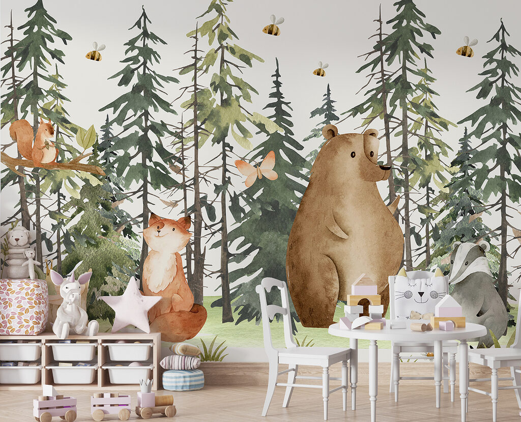 A group of animals in the forest A group of animals in the forest