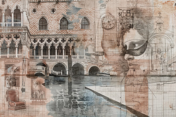 Collage di un edificio e di un ponte Collage di un edificio e di un ponte