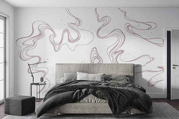 A white background with purple lines