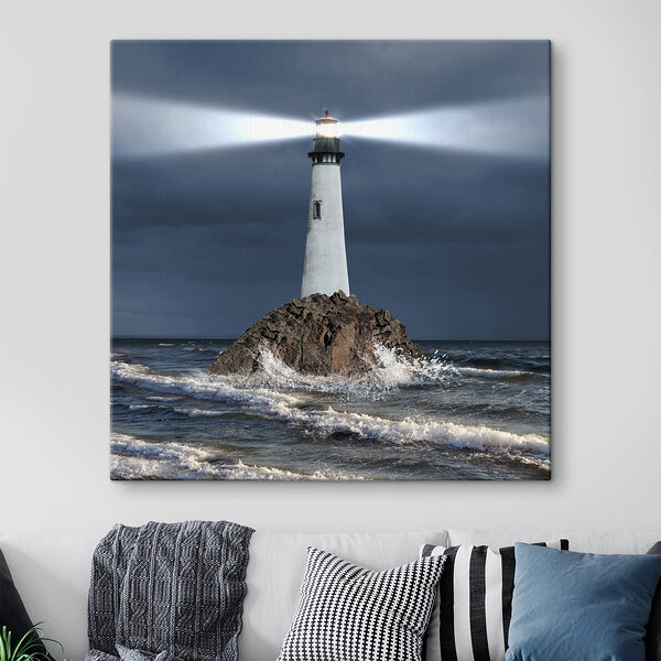 Quadri Un faro su uno scoglio in mezzo al mare