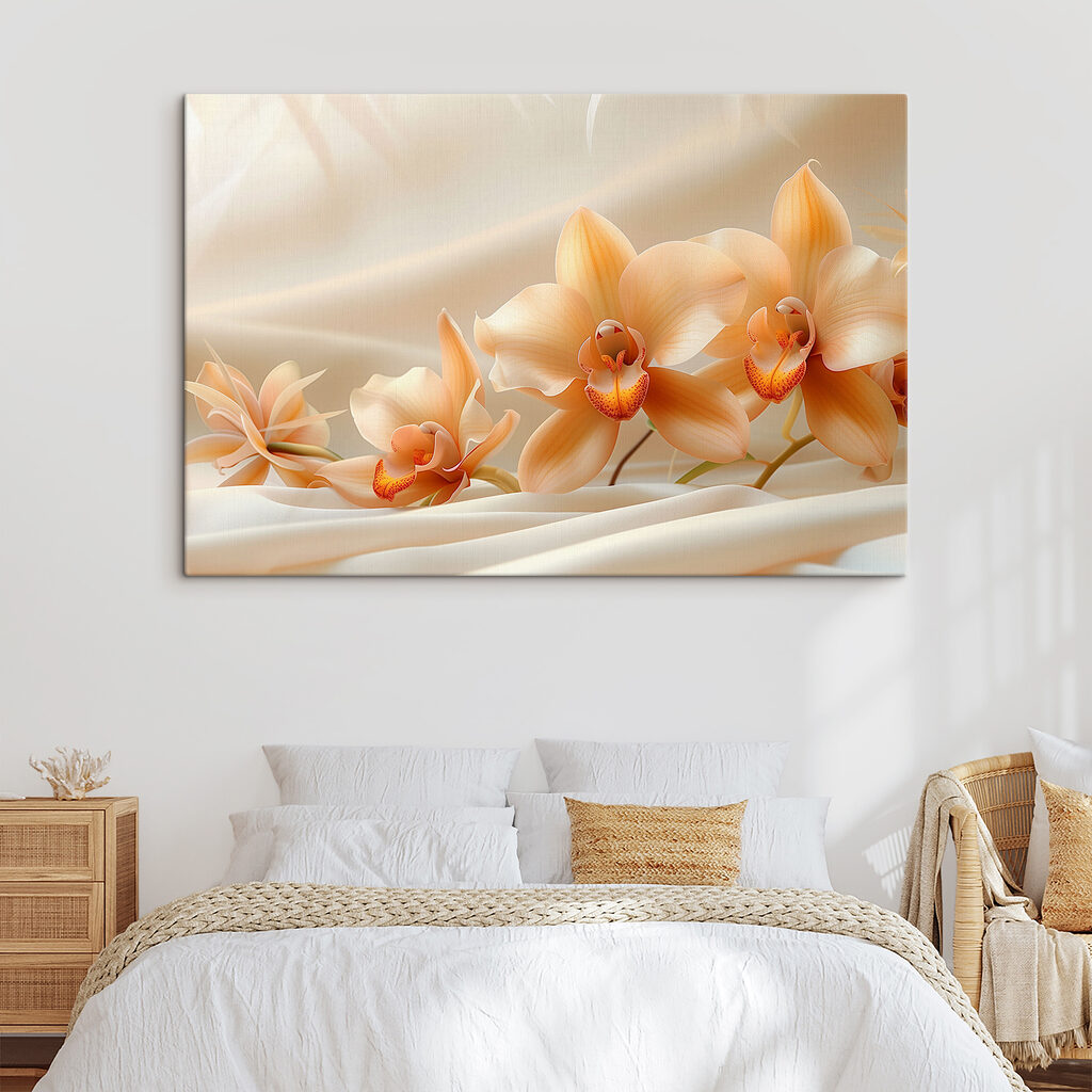 A group of flowers on a white cloth