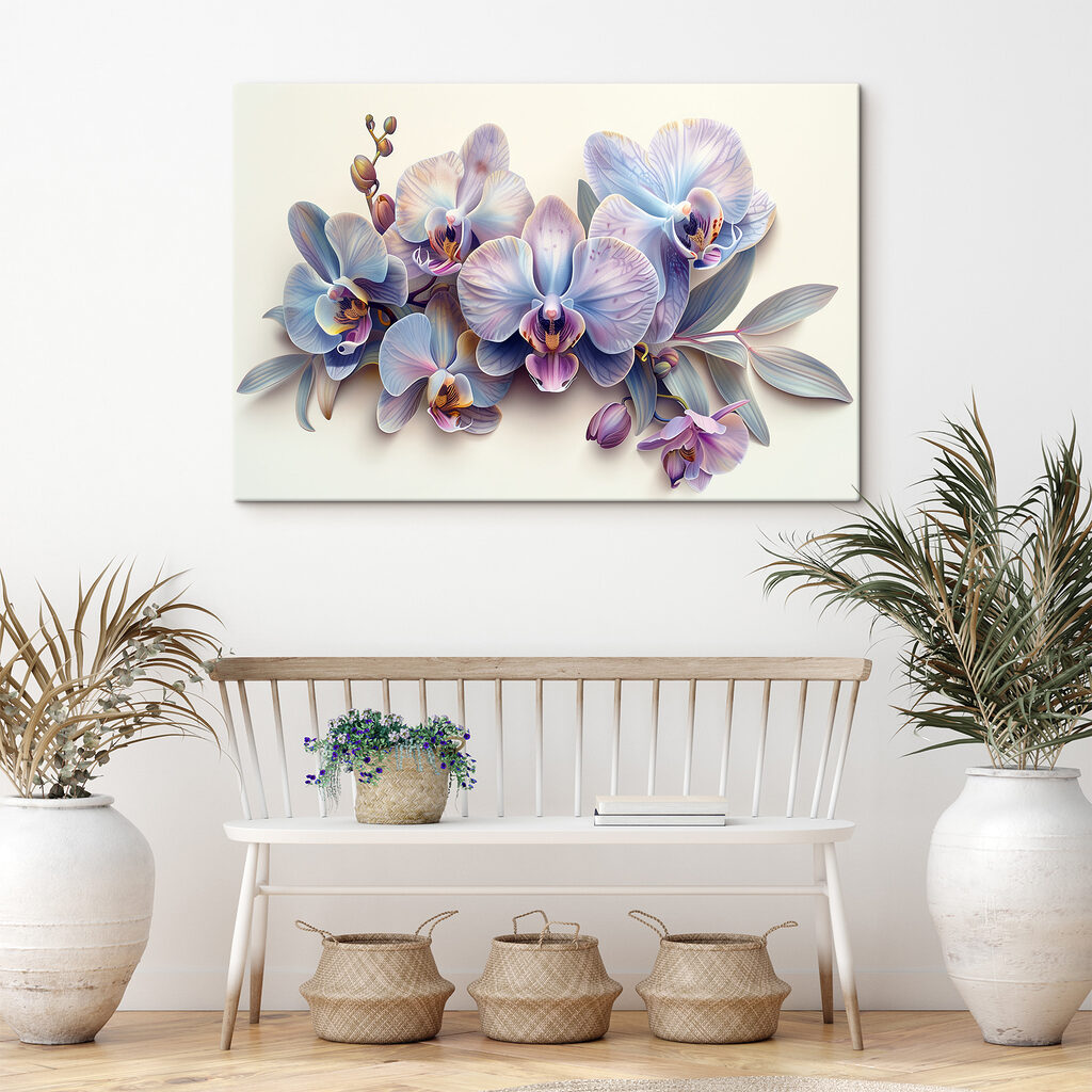 A group of purple and blue flowers A group of purple and blue flowers