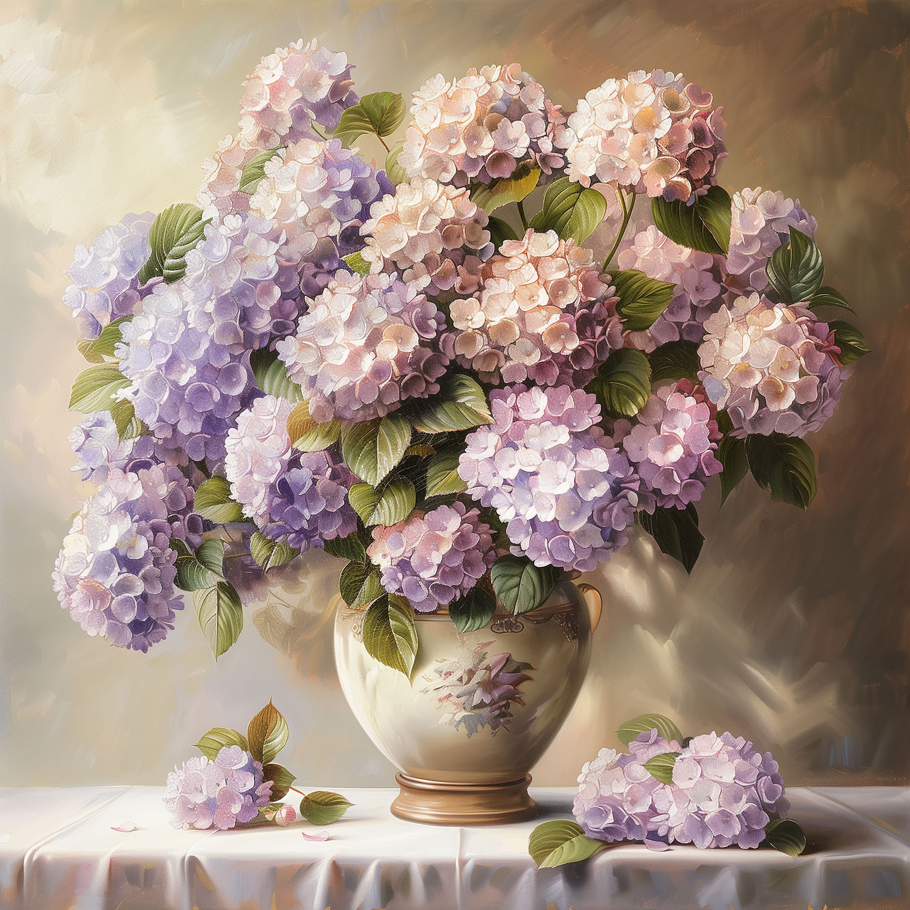 A painting of a vase of flowers