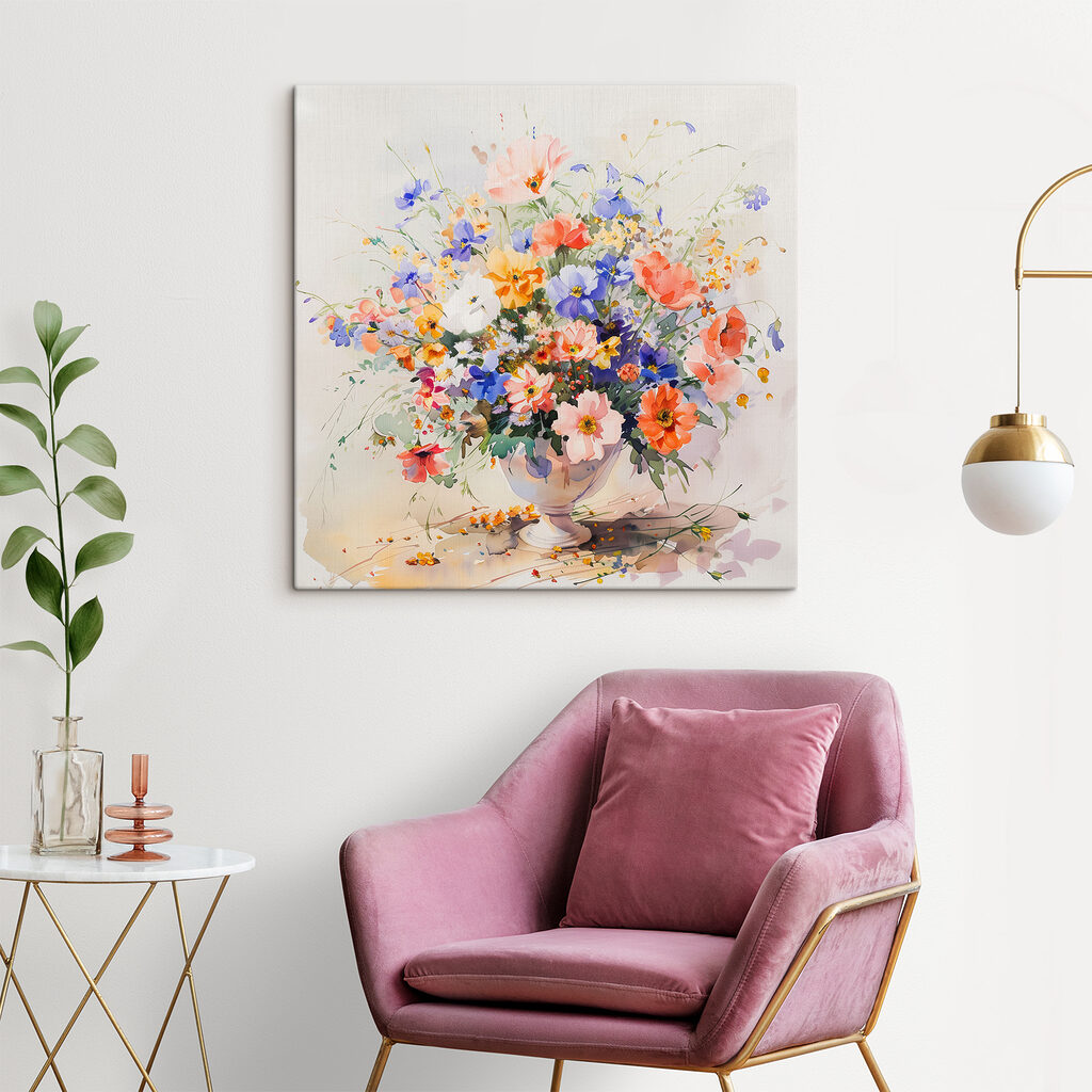 A watercolor of a vase of flowers A watercolor of a vase of flowers