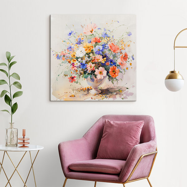 A watercolor of a vase of flowers A watercolor of a vase of flowers