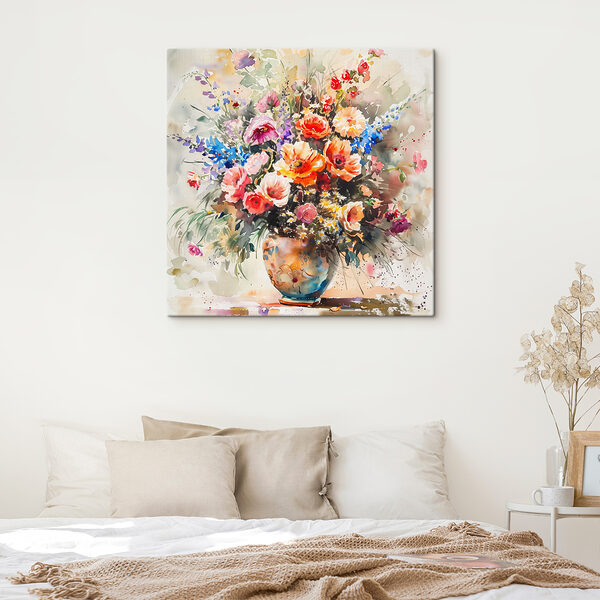 Quadri Un acquerello raffigurante un vaso di fiori