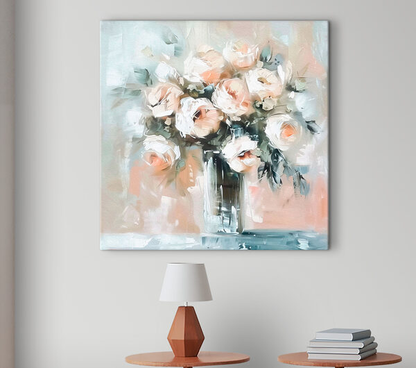 Quadri Un dipinto raffigurante dei fiori in un vaso