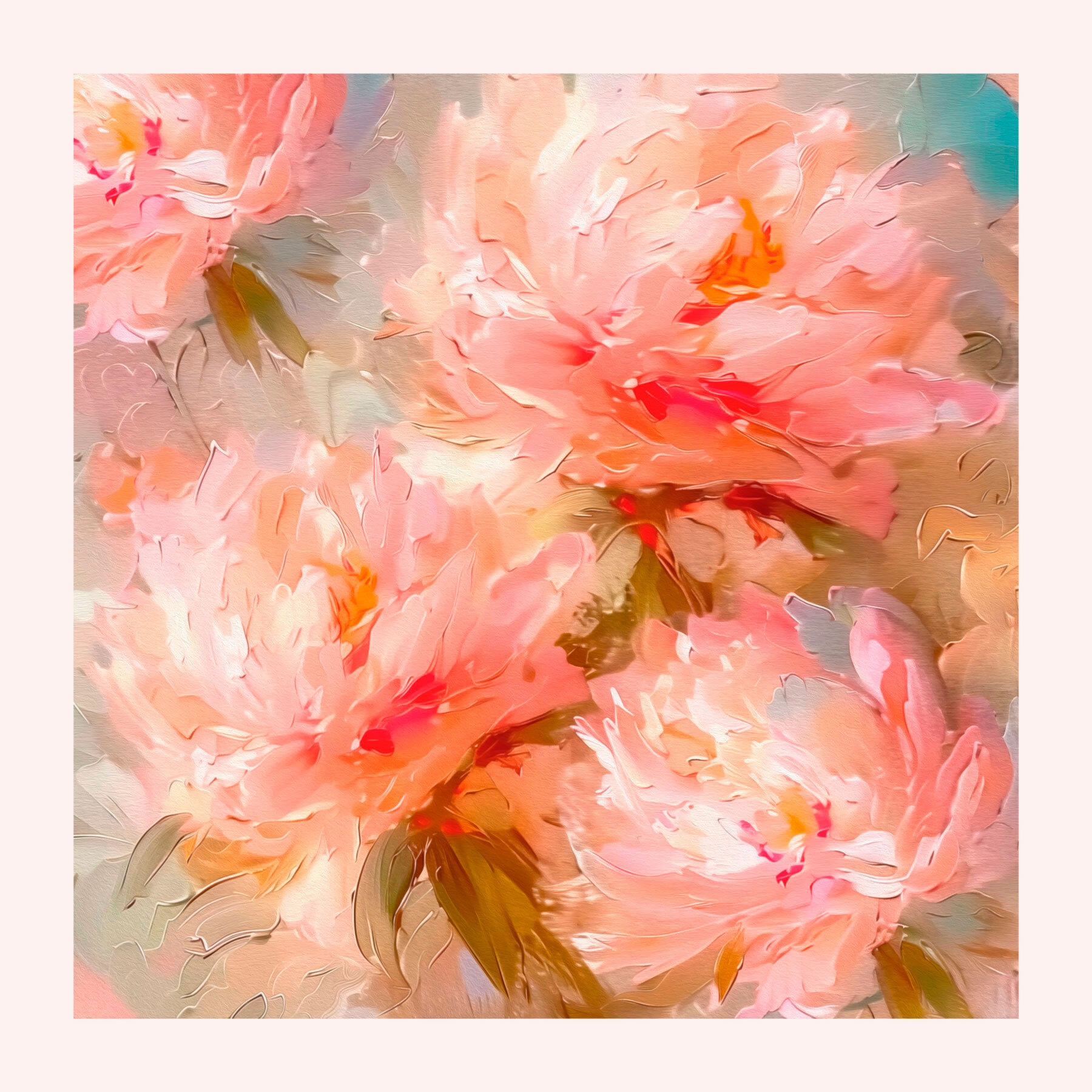 A painting of pink flowers