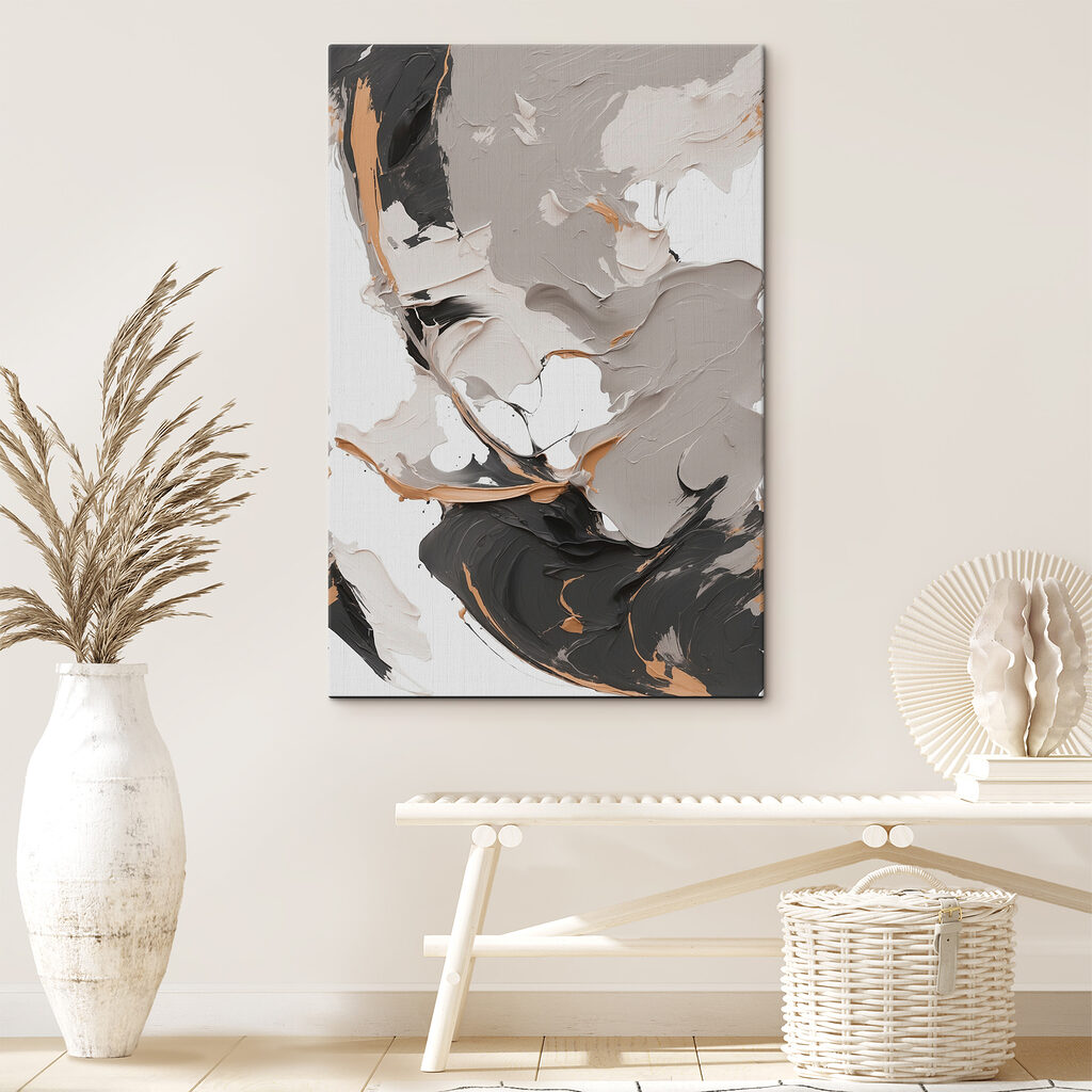 A close up of a painting