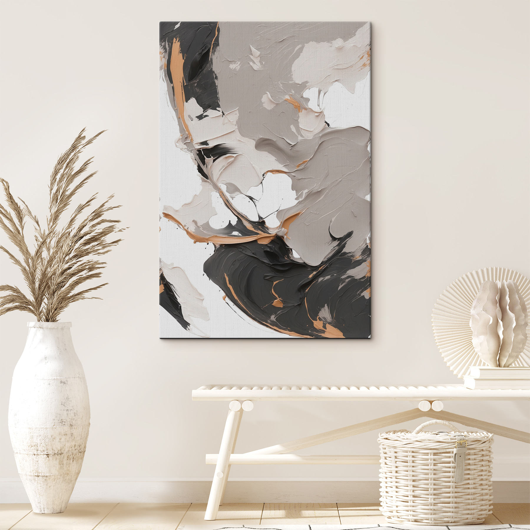 A close up of a painting