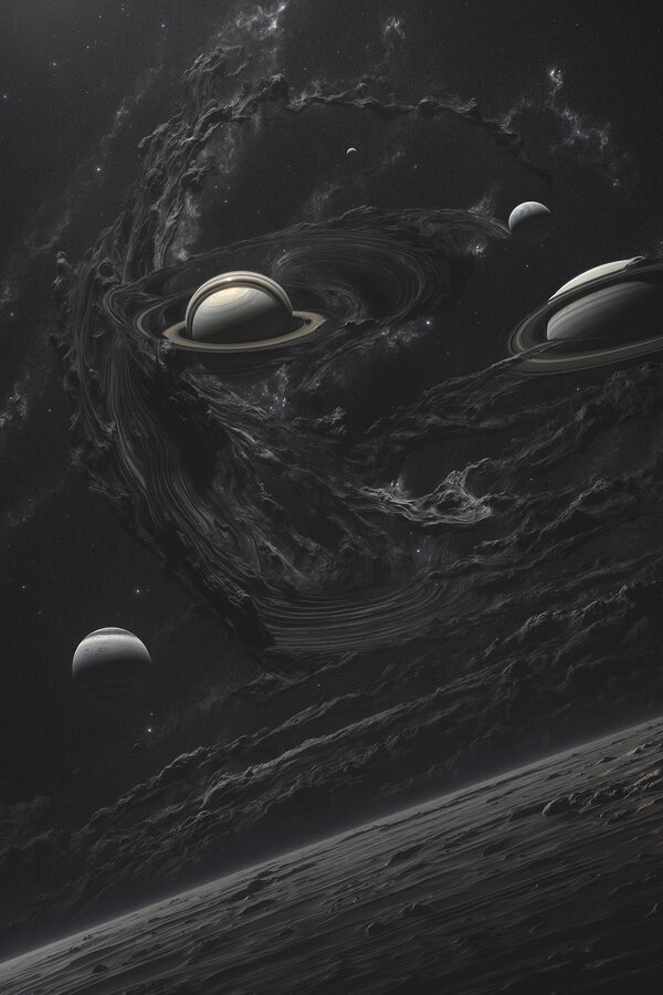 Planets in space with planets and stars