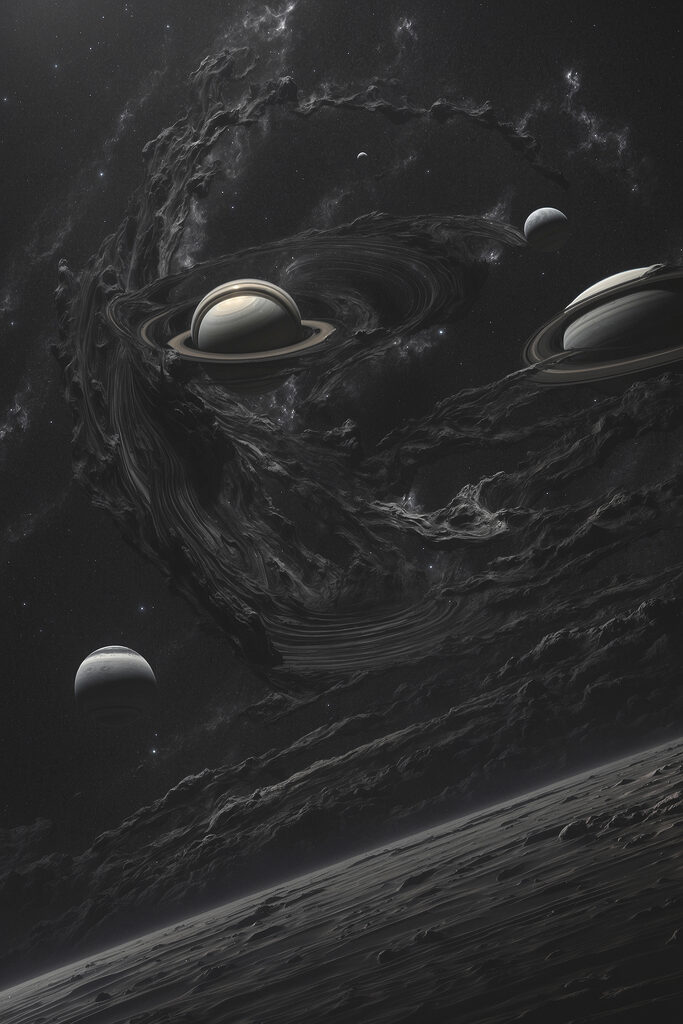 Planets in space with planets and stars