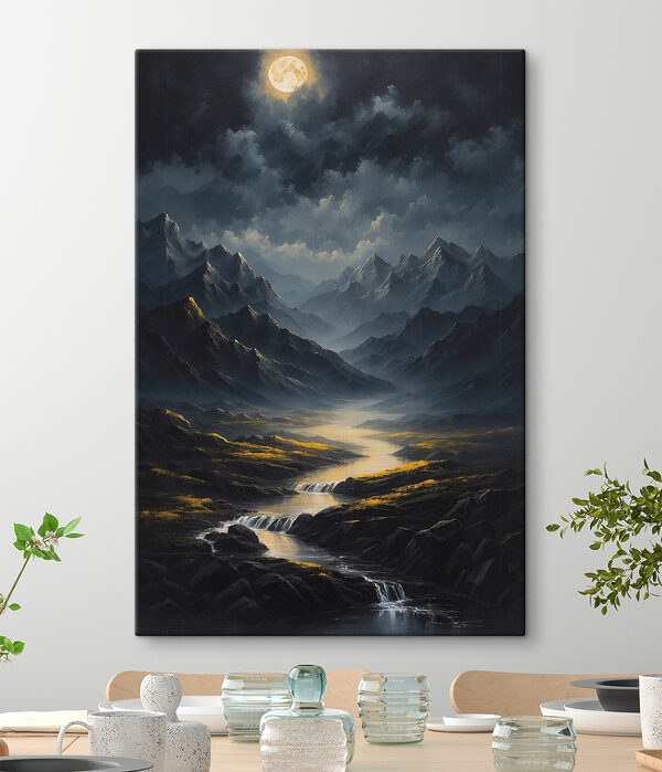 A river running through a valley of mountains