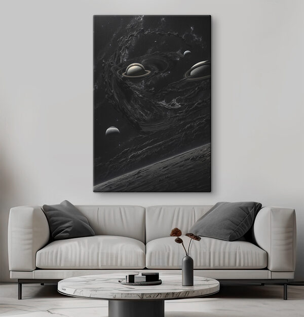 Planets in space with planets and stars