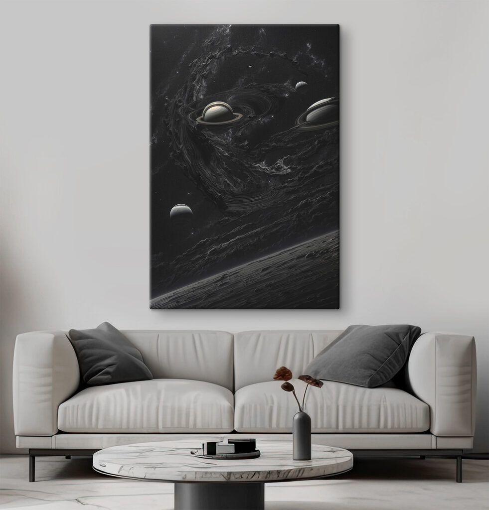 Planets in space with planets and stars