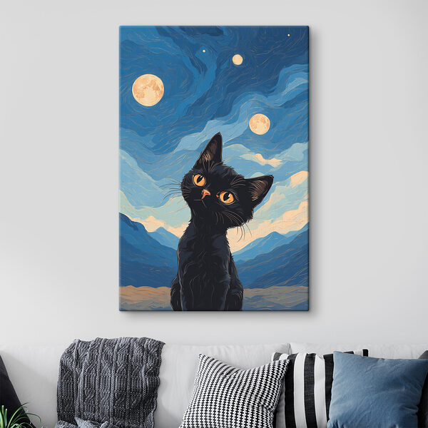 Quadri Un gatto che guarda la luna
